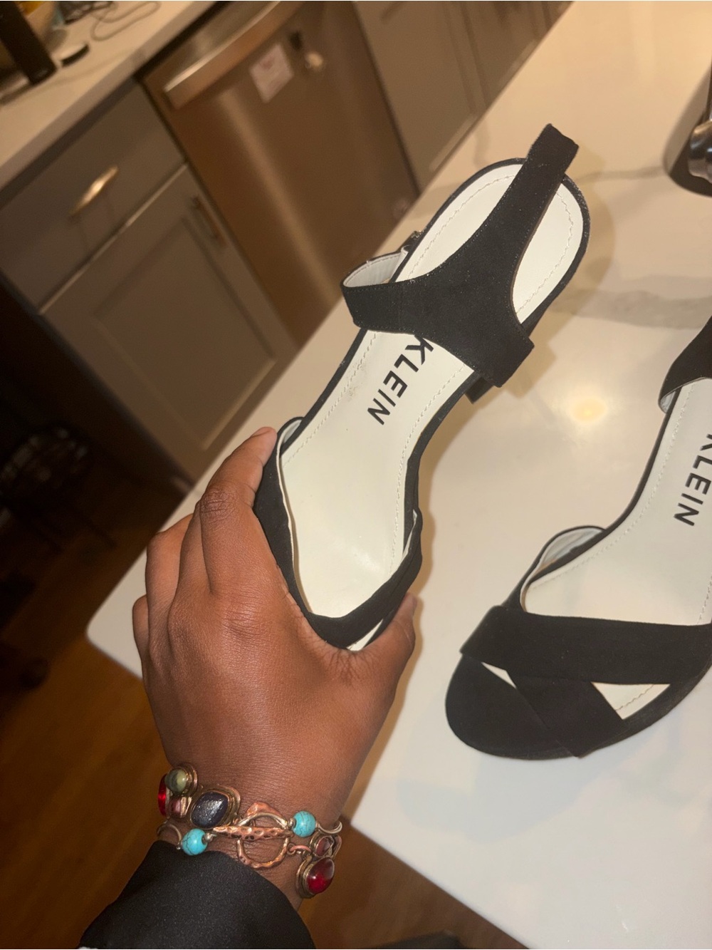 Anne Klein Black Women's Open-Toe Slingback Sandals